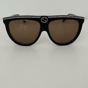 Gucci‎ Aviator Crystal Havana Brown Black Sunglasses Style GG0732S